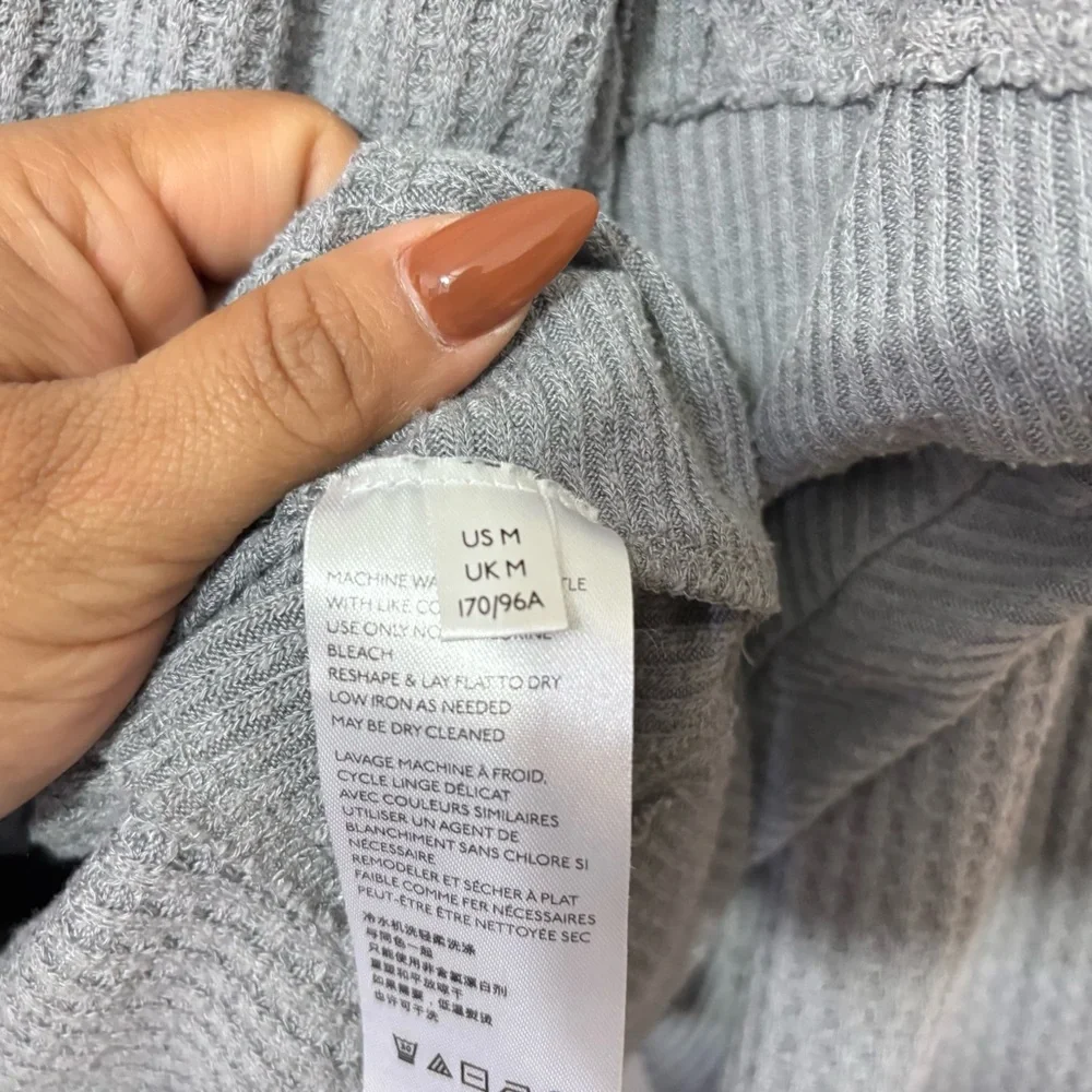 Free People We The Free Santa Clara Thermal Top Gray Waffle Knit Long Sleeve M